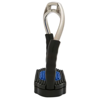 Herm Sprenger HERM SPRENGER BOW BALANCE STIRRUPS, ST.ST. WITH BLACK/BLUE PAD 4.3/4"