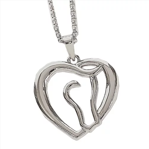AWST Necklace, Horse Head Heart, Rhodium