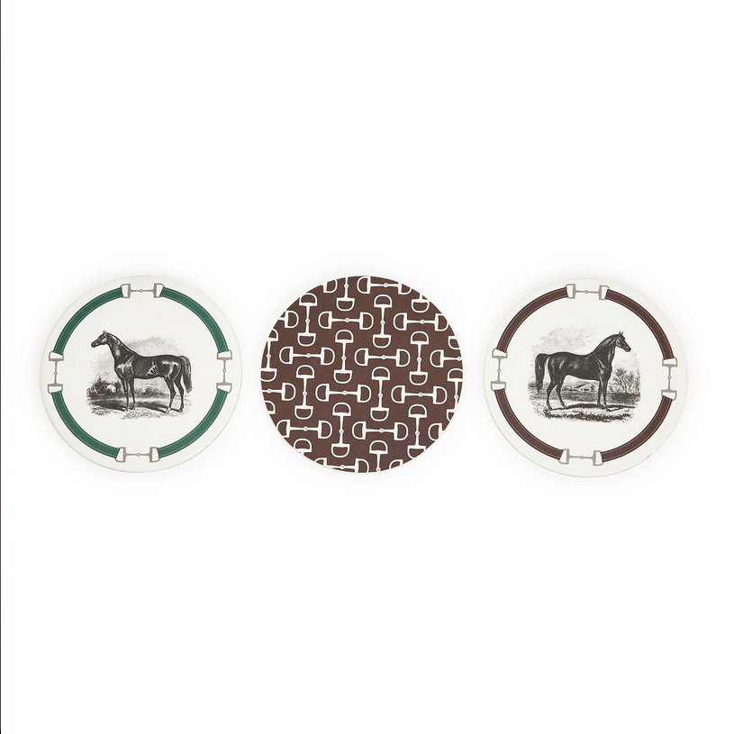 Two's Company Equus Set of 24 Heavyweight Paper Coasters in Gift Box Includes 2 Designs / Colors - Paper