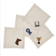 Two's Company Thoroughbred Set of 4 Embroidered Hemstitch Cocktail Napkins Includes 4 Designs: Blue Ribbon, Horse, Trophy, Horse Shoe - Cotton
