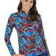 Ibkul IBKUL Long Sleeve Zip Mock Neck Zena Red Multi