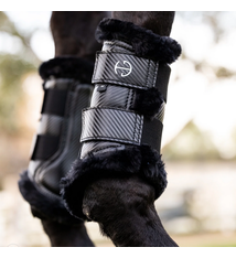 Halter Ego Halter Ego Brushing Boots Black with Black Faux Fur