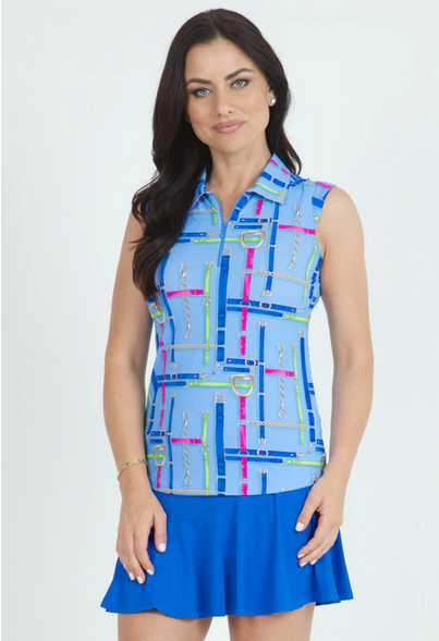 Ibkul IBKUL Nancy Print Sleeveless Polo
