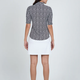 Ibkul IBKUL Leslie Print Ruched Elbow Length Sleeve Top, Black/White