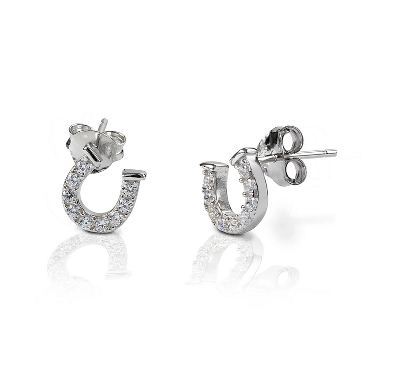 Kelly Herd Kelly Herd Clear Horseshoe Earrings - Sterling Silver