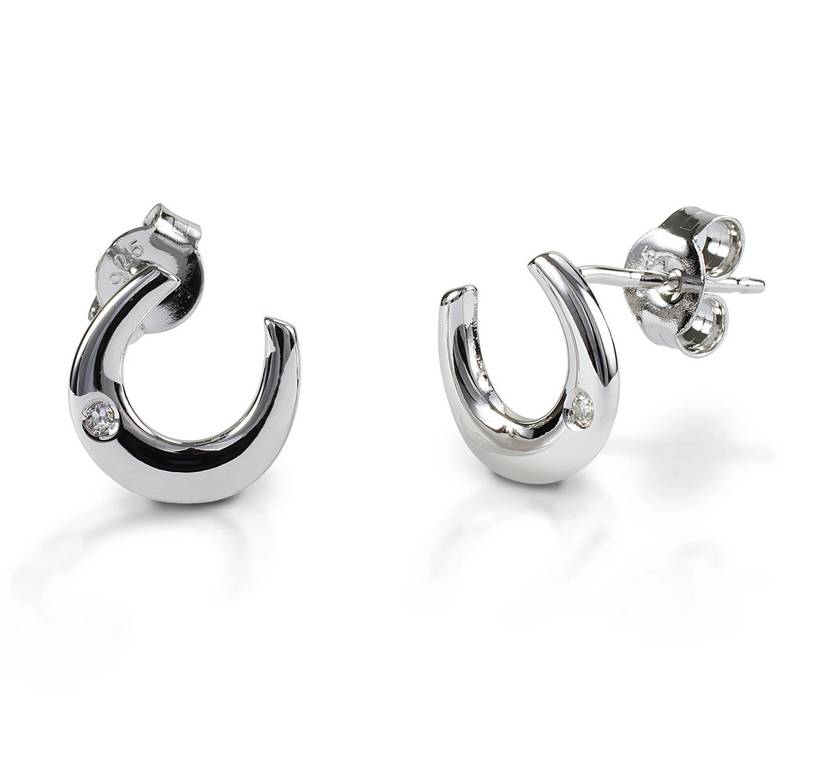 Kelly Herd KELLY HERD SINGLE STONE HORSESHOE EARRINGS - STERLING SILVER