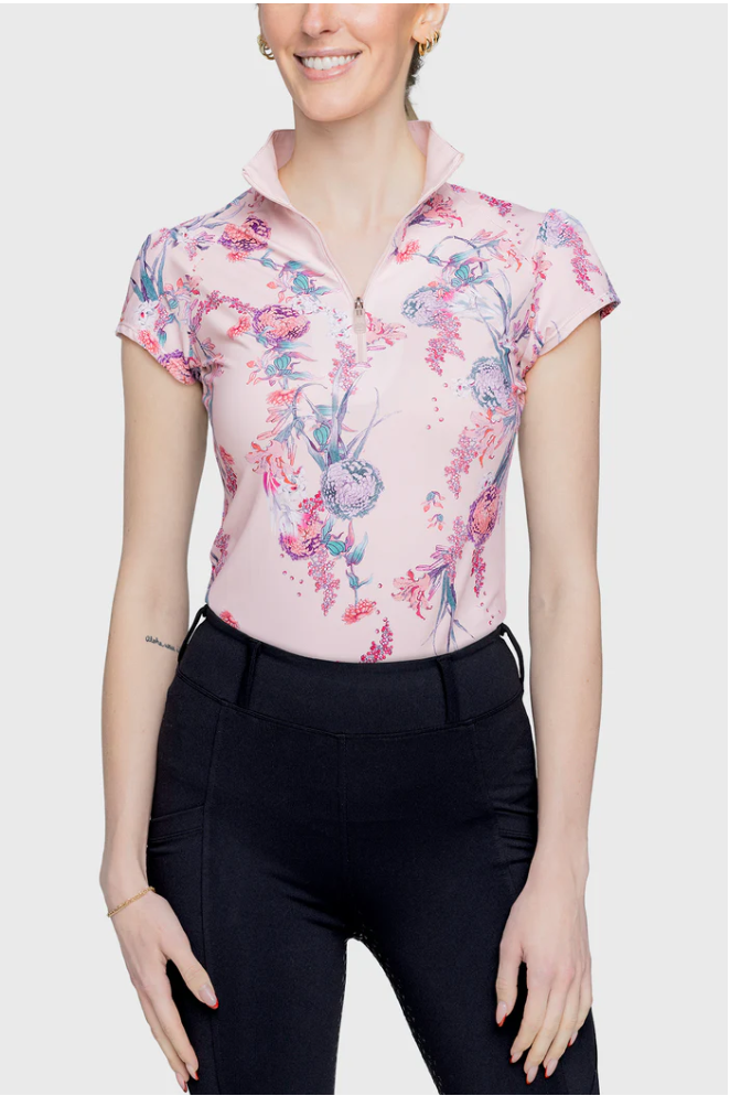 Kastel Kastel Cap Sleeve Pink Tea Garden 1/4 Zip