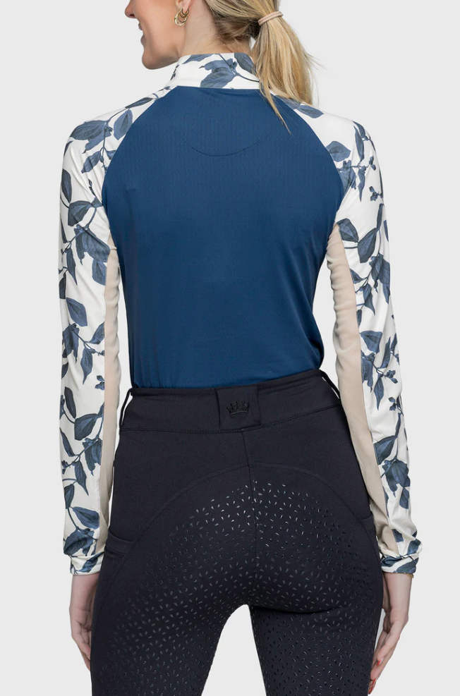 Kastel Kastel Long Sleeve Raglan Indigo Lithograph Leaf 1/4 Zip