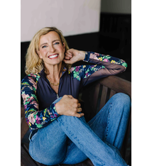 Kastel Kastel Long Sleeve Raglan Navy Lush Garden 1/4 Zip