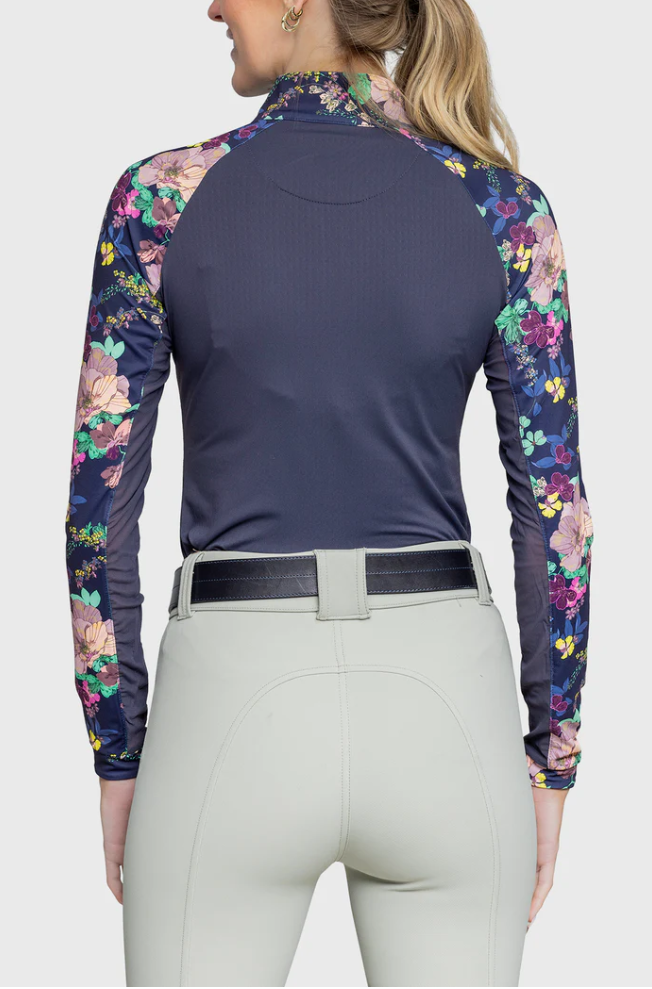 Kastel Kastel Long Sleeve Raglan Navy Lush Garden 1/4 Zip