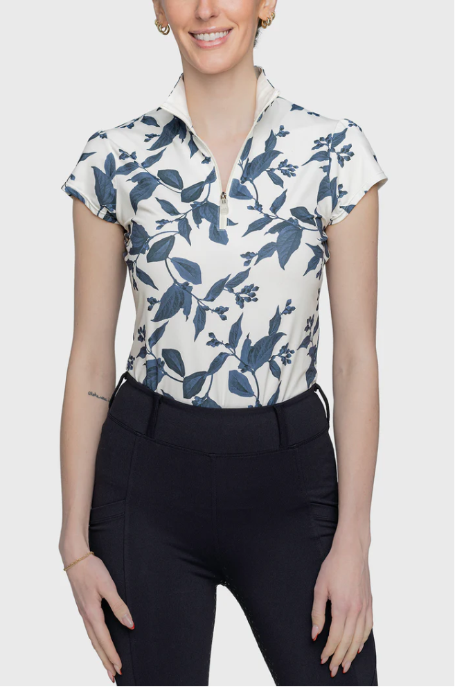 Kastel Kastel Cap Sleeve Indigo Lithograph Leaf 1/4 Zip