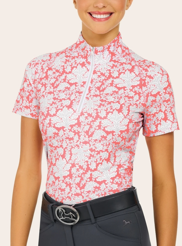 RJ Classics RJ Classics Lucy 1/4 Zip Shirt, Coral Paisley