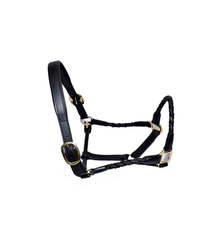 Bridleberry #1-Leather Halter w/ Barrel Braided Nose and Cheek Design