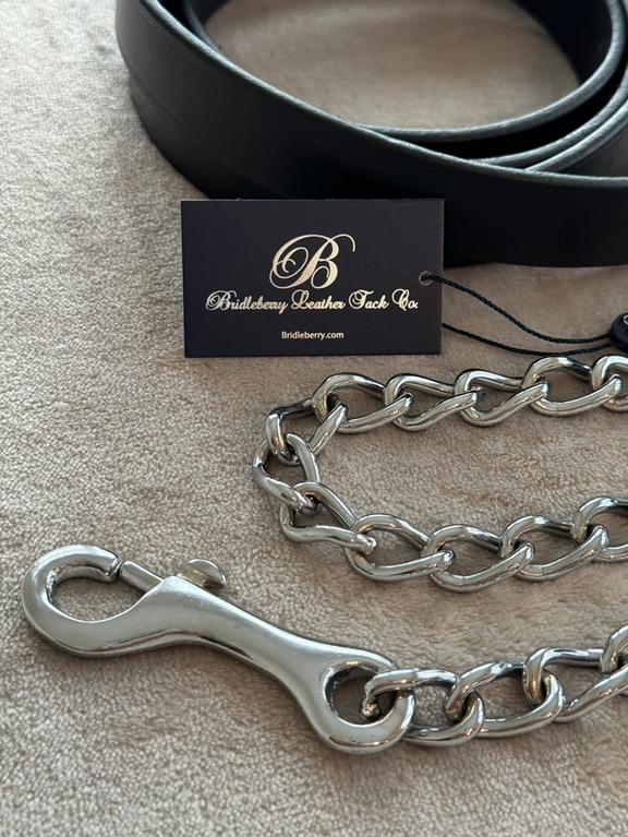 Bridleberry RacingTack Full Grain Leather Lead Shank with 30" Chain