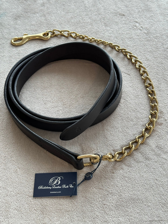 Bridleberry RacingTack Full Grain Leather Lead Shank with 30" Chain
