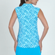Ibkul IBKUL Gingham Check Sleeveless Zip Polo, Turq/White