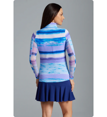 Ibkul IBKUL Amy Long Sleeve Zip Mock Neck, Peri / Lavender