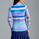 Ibkul IBKUL Amy Long Sleeve Zip Mock Neck, Peri / Lavender