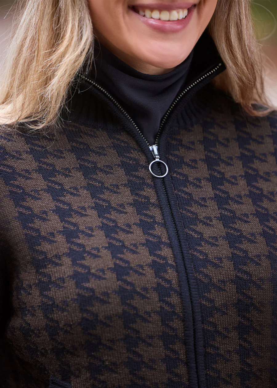 Kerrits Kerrits Eq Houndstooth Full Zip Sweater