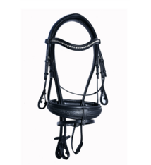 Bridleberry Bridleberry #53 Extra Padded Full Grain Leather Snaffle Bridle w/ Textured Leather Noseband