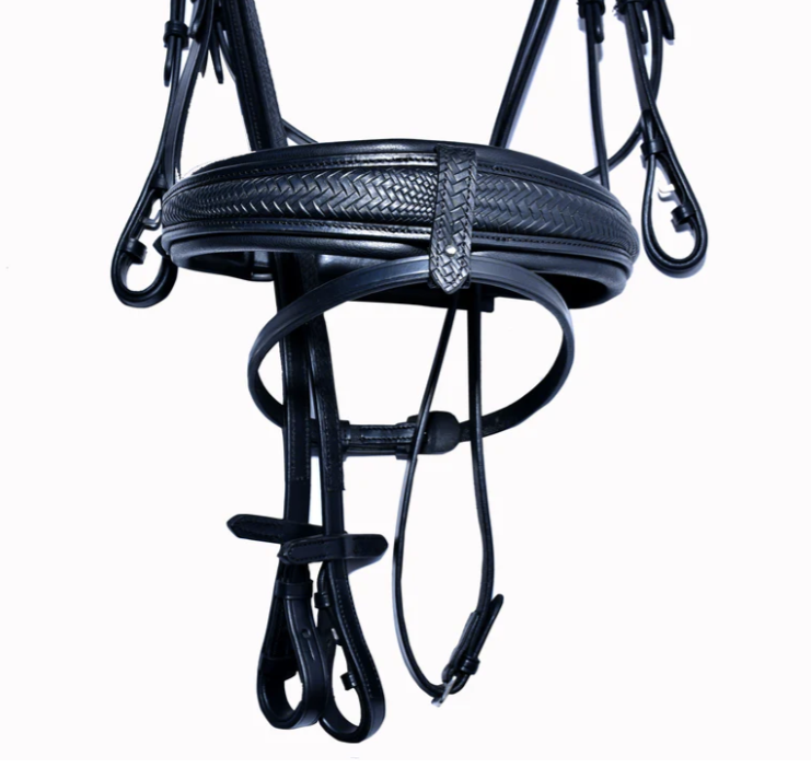 Bridleberry Bridleberry #53 Extra Padded Full Grain Leather Snaffle Bridle w/ Textured Leather Noseband