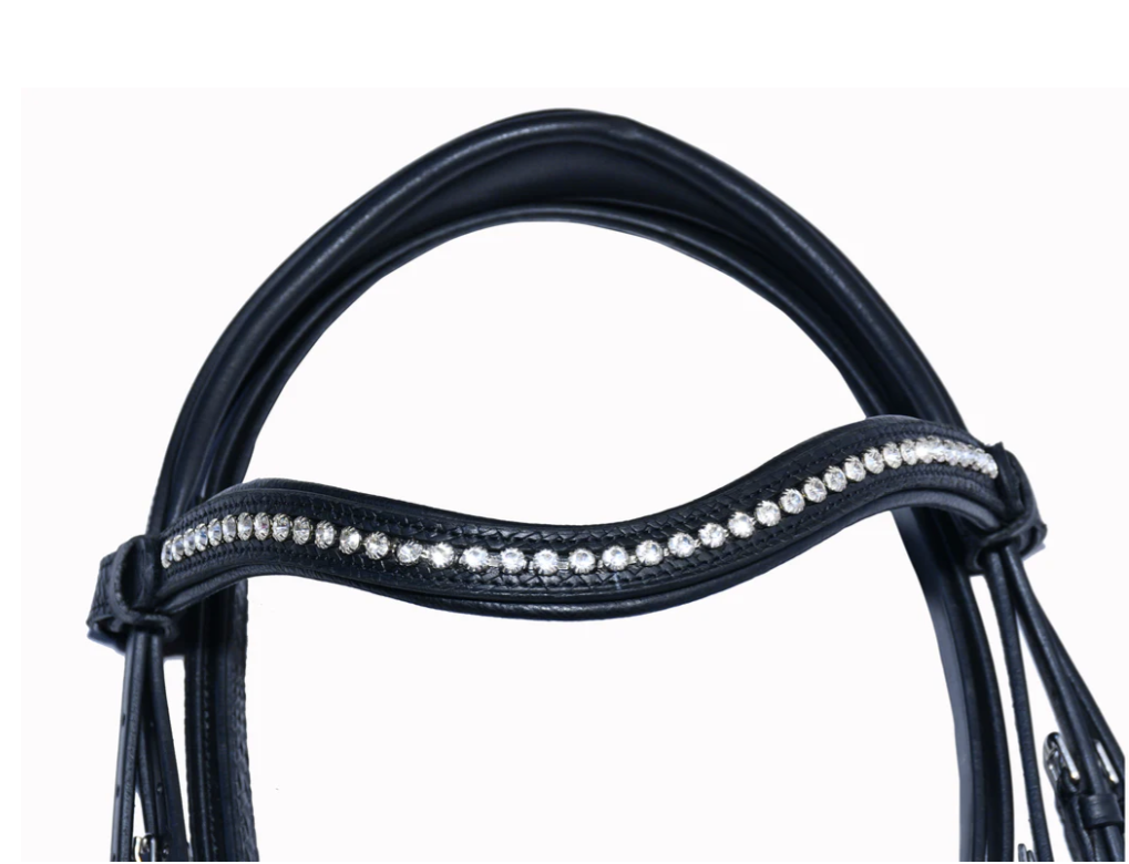 Bridleberry Bridleberry #53 Extra Padded Full Grain Leather Snaffle Bridle w/ Textured Leather Noseband