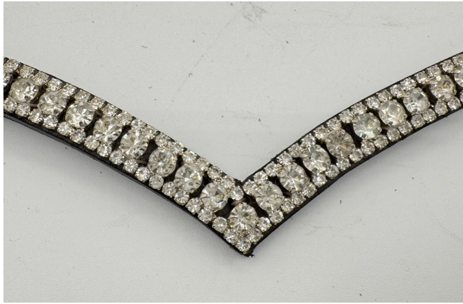 Bridleberry Bridleberry #11 Padded Bridle w/ "V" Crystal Browband, Rubber lined Full Grain English Leather Reins