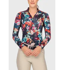 Kastel Kastel Denmark Black Watercolor Floral Long Sleeve 1/4 Zip Sun Shirt