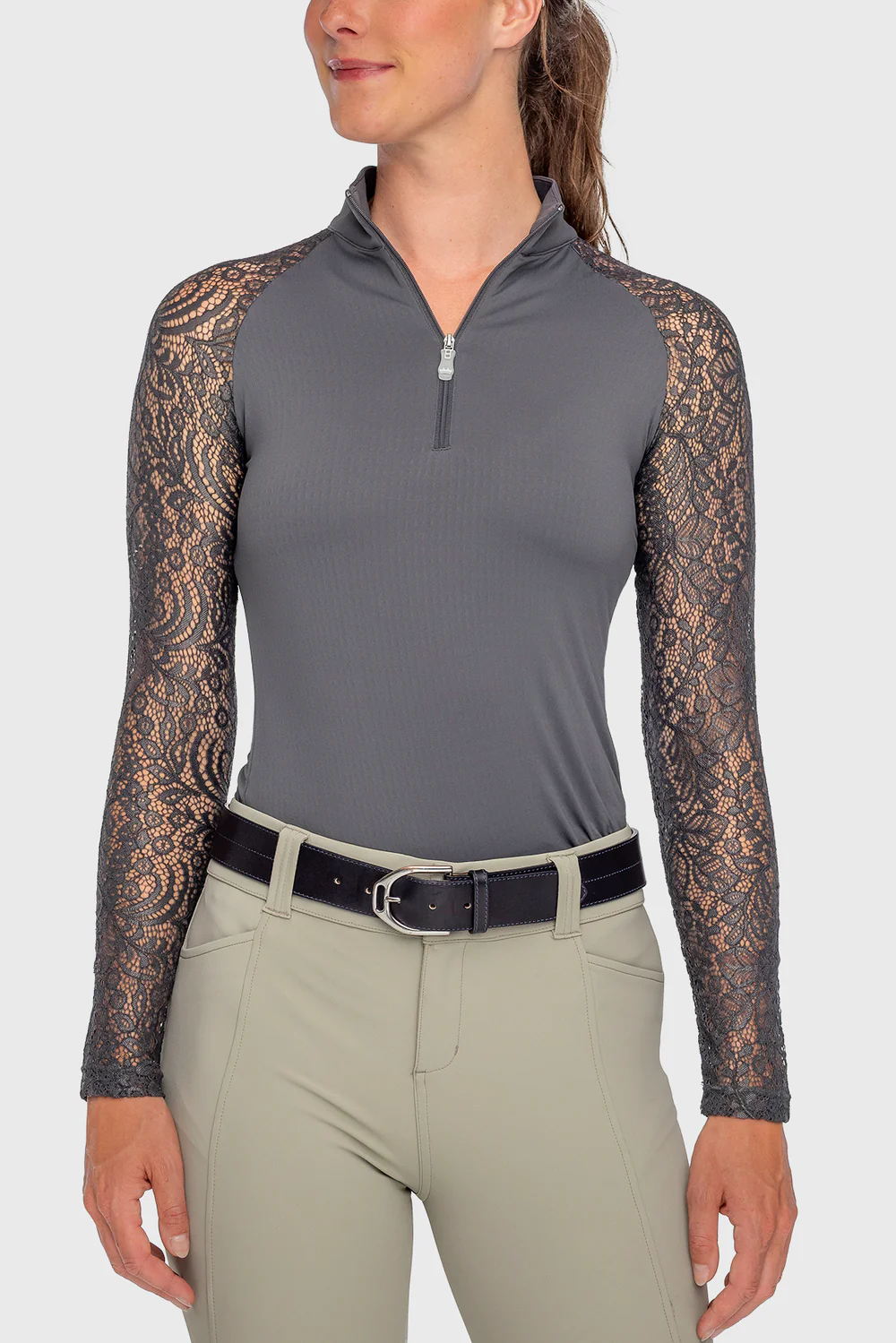 Kastel Kastel Denmark Slate Floral Lace Raglan 1/4 Zip Sun Shirt