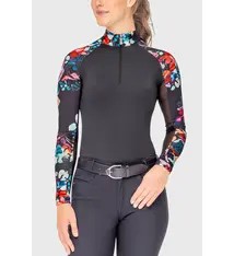 Kastel Kastel Denmark Black Watercolor Floral Long Sleeve Raglan 1/4 Zip Sun Shirt