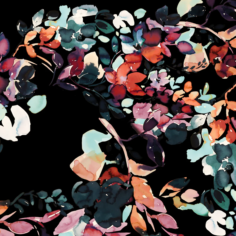 Kastel Kastel Denmark Black Watercolor Floral Long Sleeve Raglan 1/4 Zip Sun Shirt