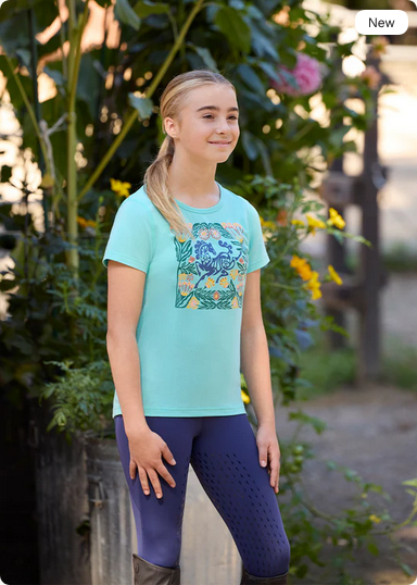 Kerrits Kerrits Kids Frolic Horse Tee, Turquoise