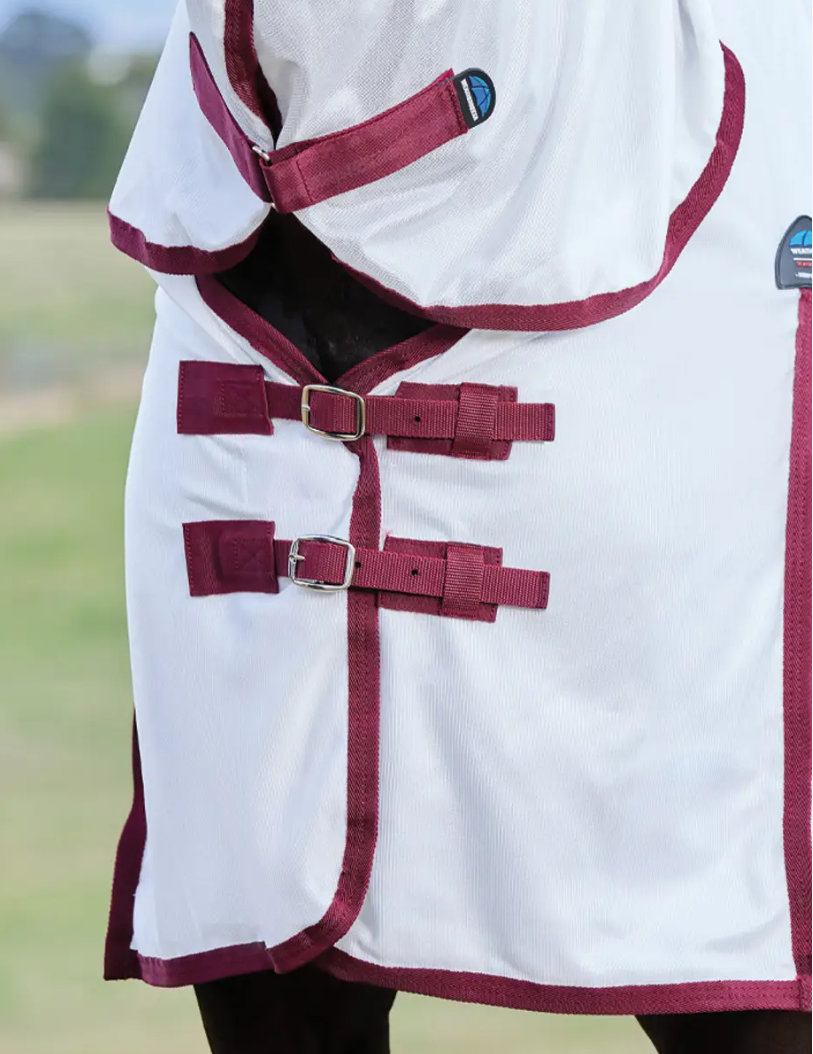 Weatherbeeta WEATHERBEETA COMFITEC ESSENTIAL FLY SHEET COMBO WHITE/BURGUNDY