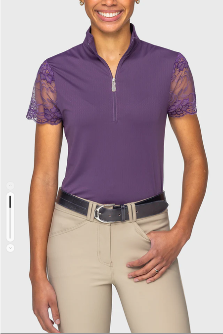 Kastel Kastel Denmark Violet Galloon Lace Cap Sleeve 1/4 Zip