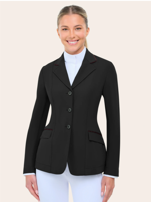 RJ Classics RJ Classics Monterey Show Coat, Black / Burgundy Piping