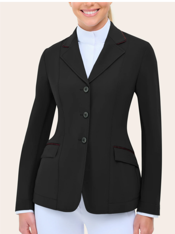 RJ Classics RJ Classics Monterey Show Coat, Black / Burgundy Piping