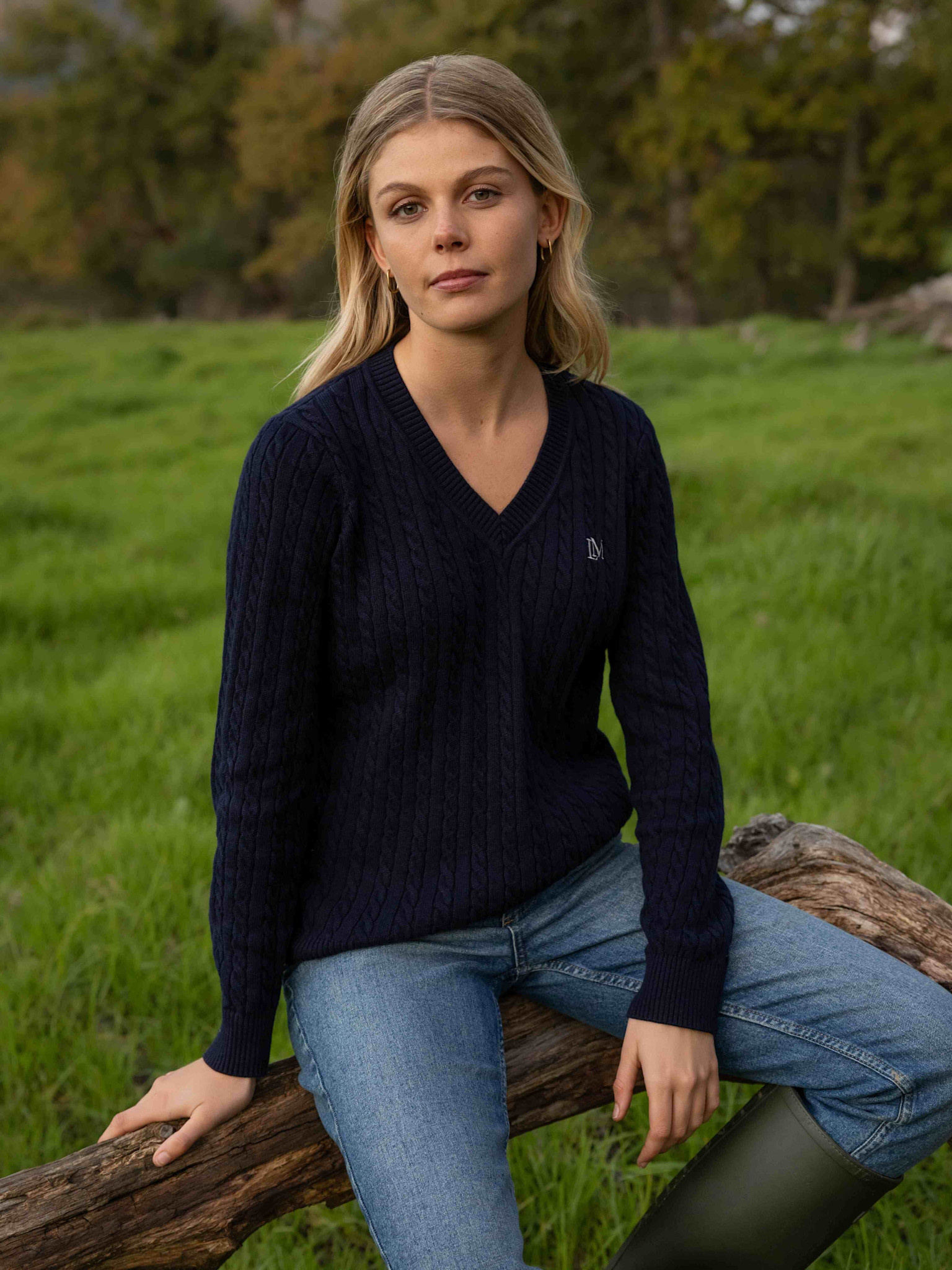 LeMieux LeMieux Carla Cable V-Neck Knit Sweater