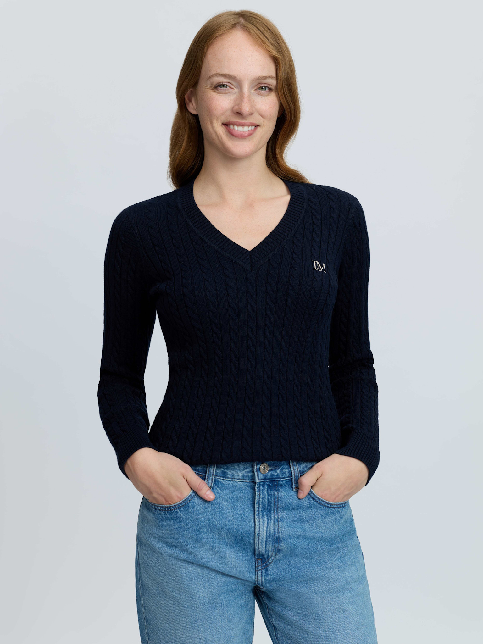 LeMieux LeMieux Carla Cable V-Neck Knit Sweater