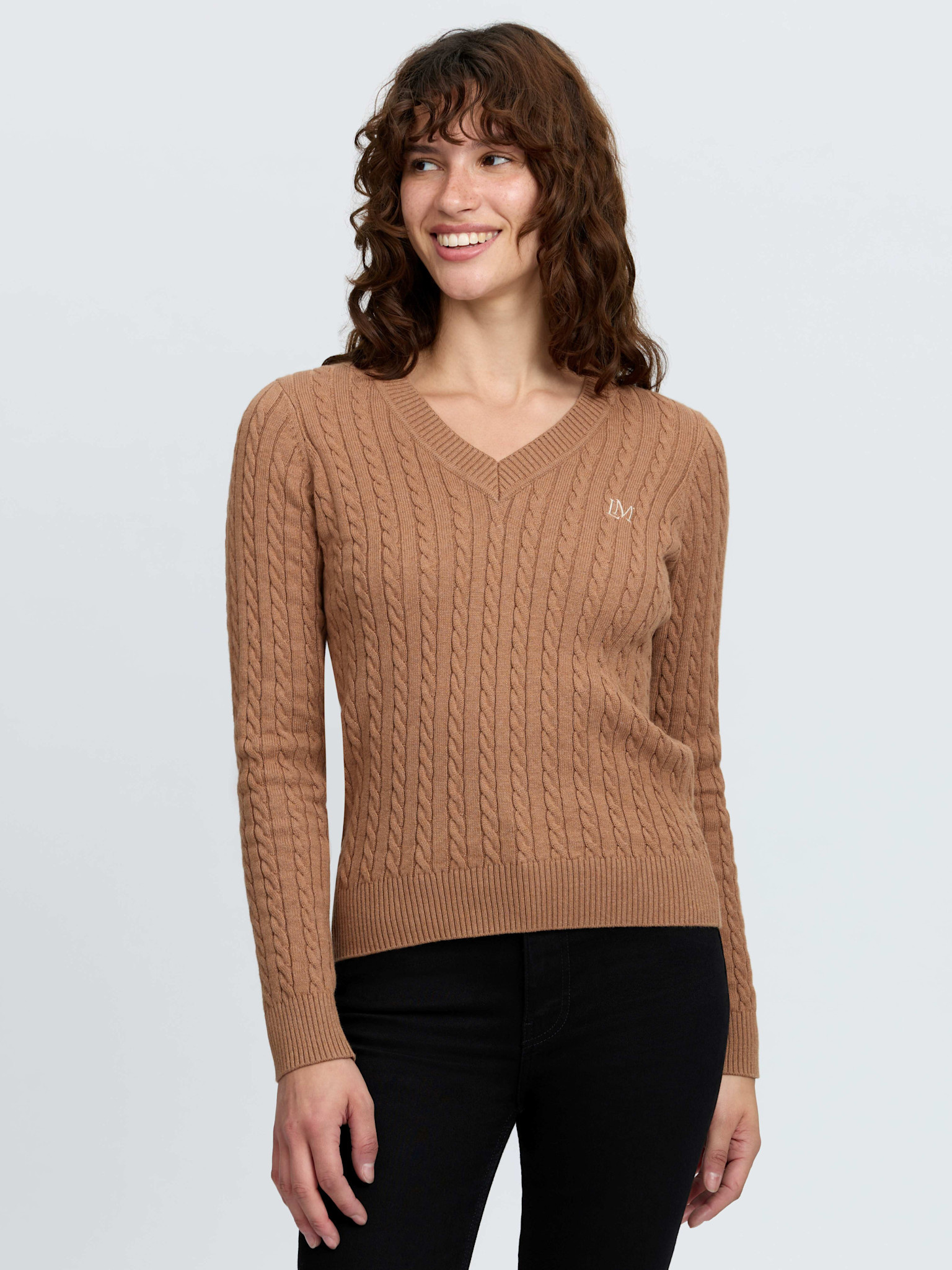 LeMieux LeMieux Carla Cable V-Neck Knit Sweater