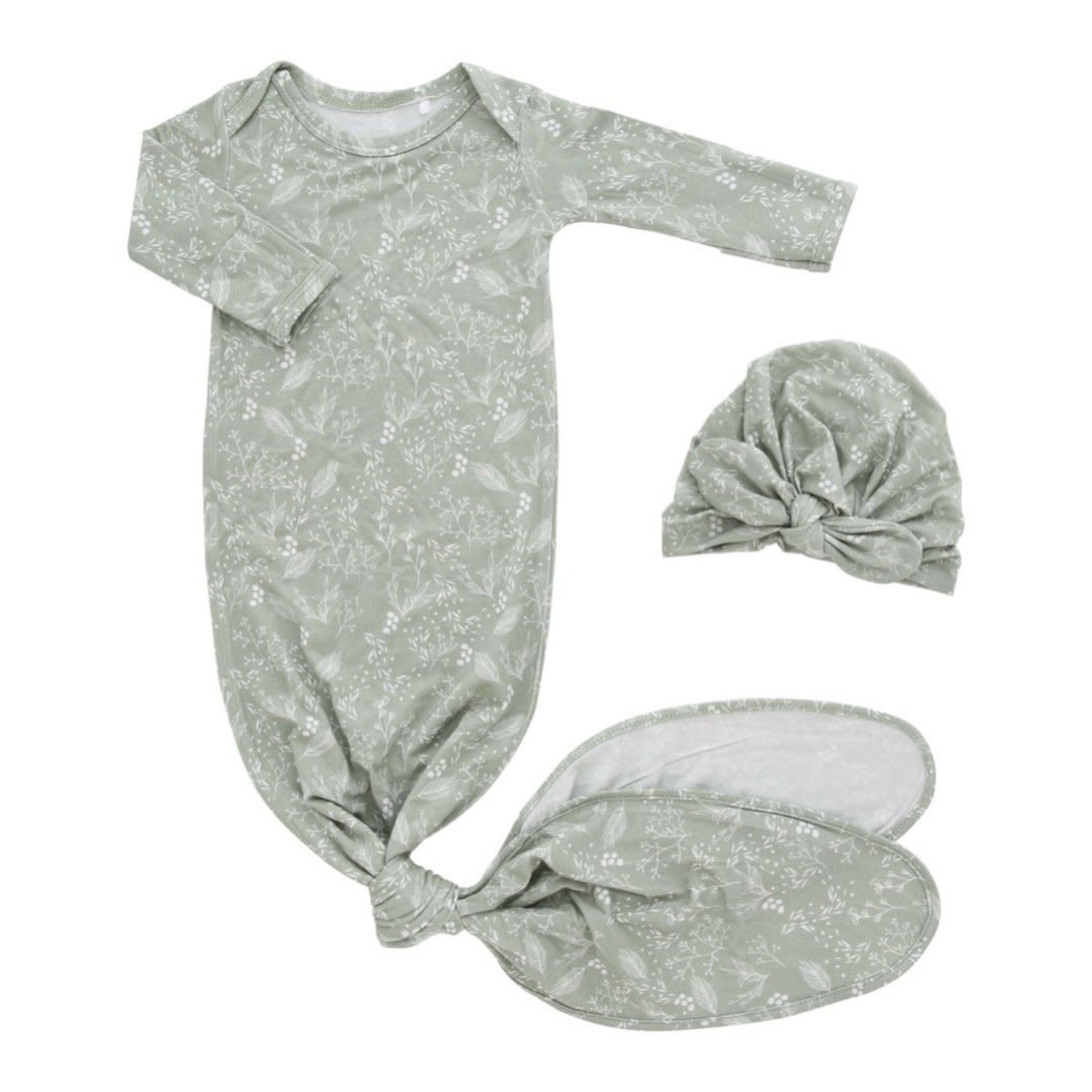 Newborn Gown and Hat Set - Terra Verde 