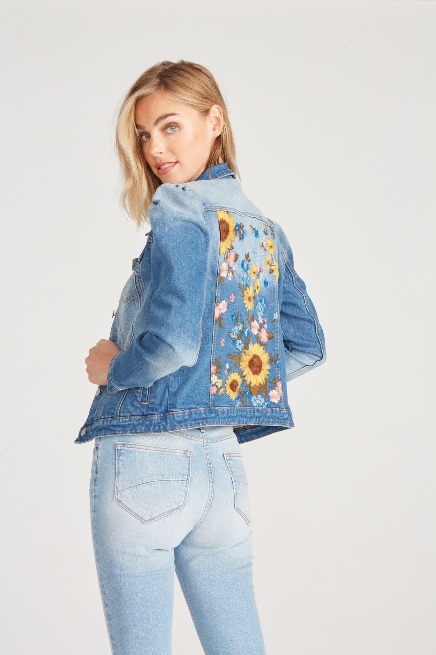Puff Sleeve Jean Jacket - Terra Verde 