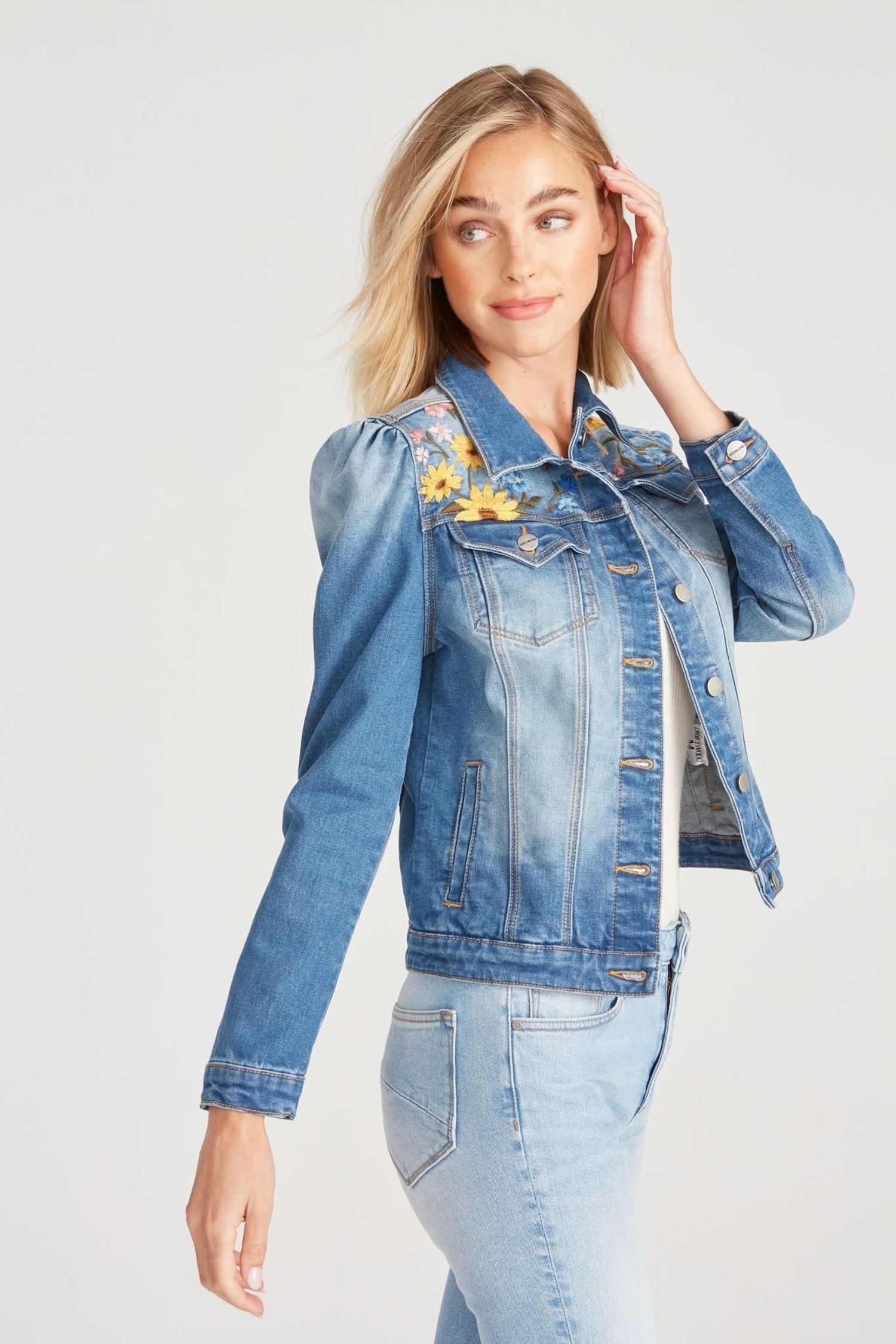 Puff Sleeve Jean Jacket - Terra Verde 