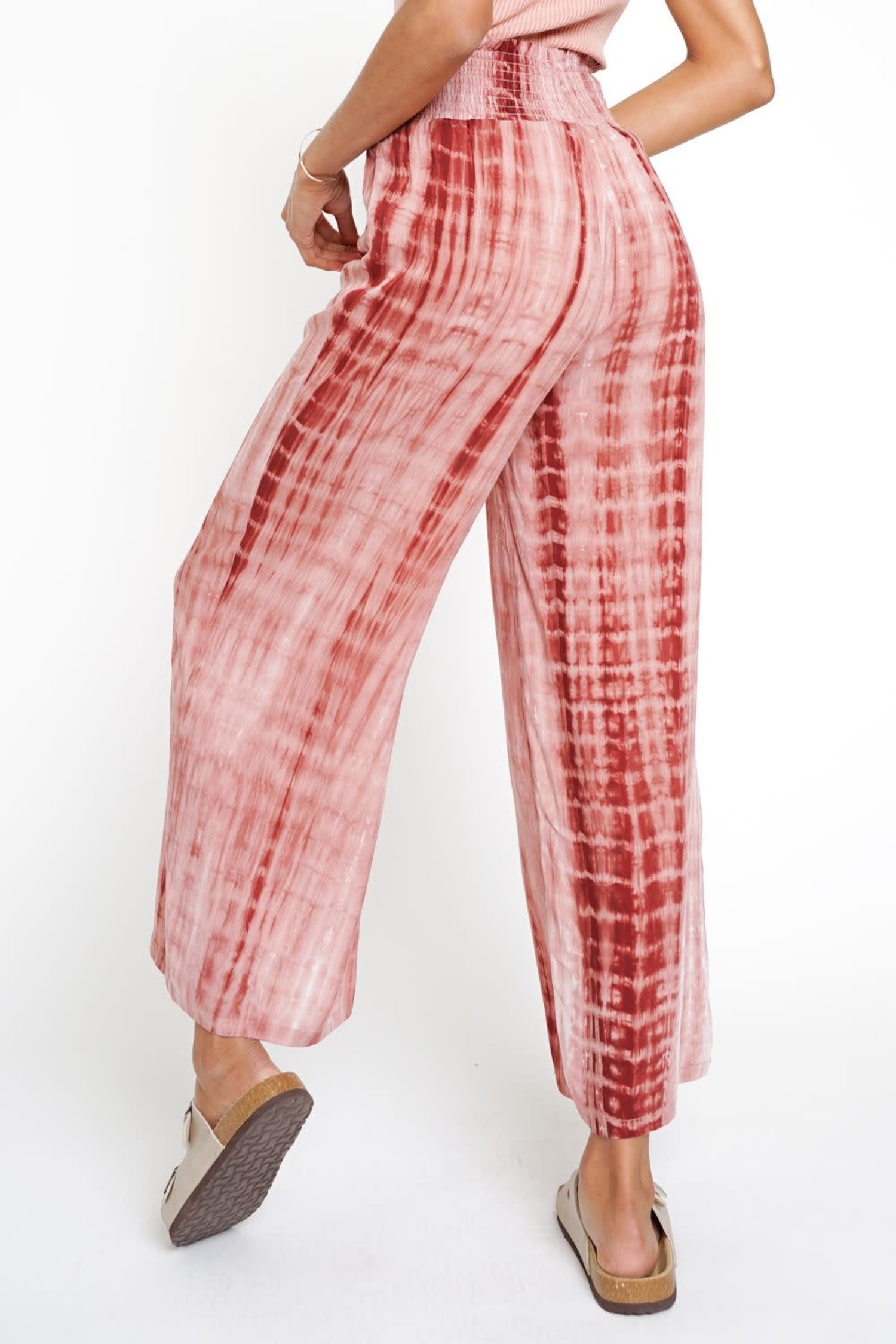 Smocked Waist Tie Dye Pants - Terra 