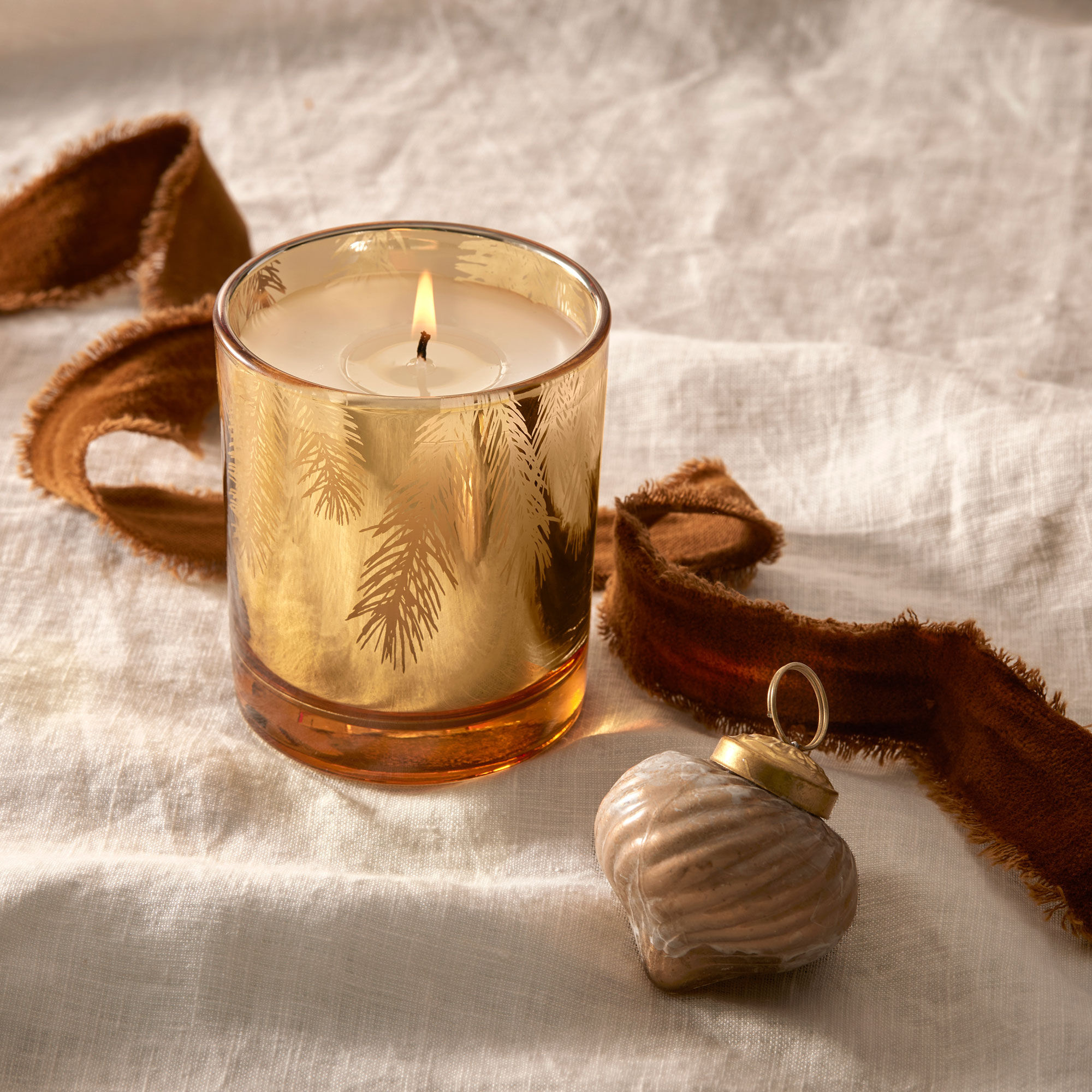 Frasier Fir Gilded Frosted Glass Candle