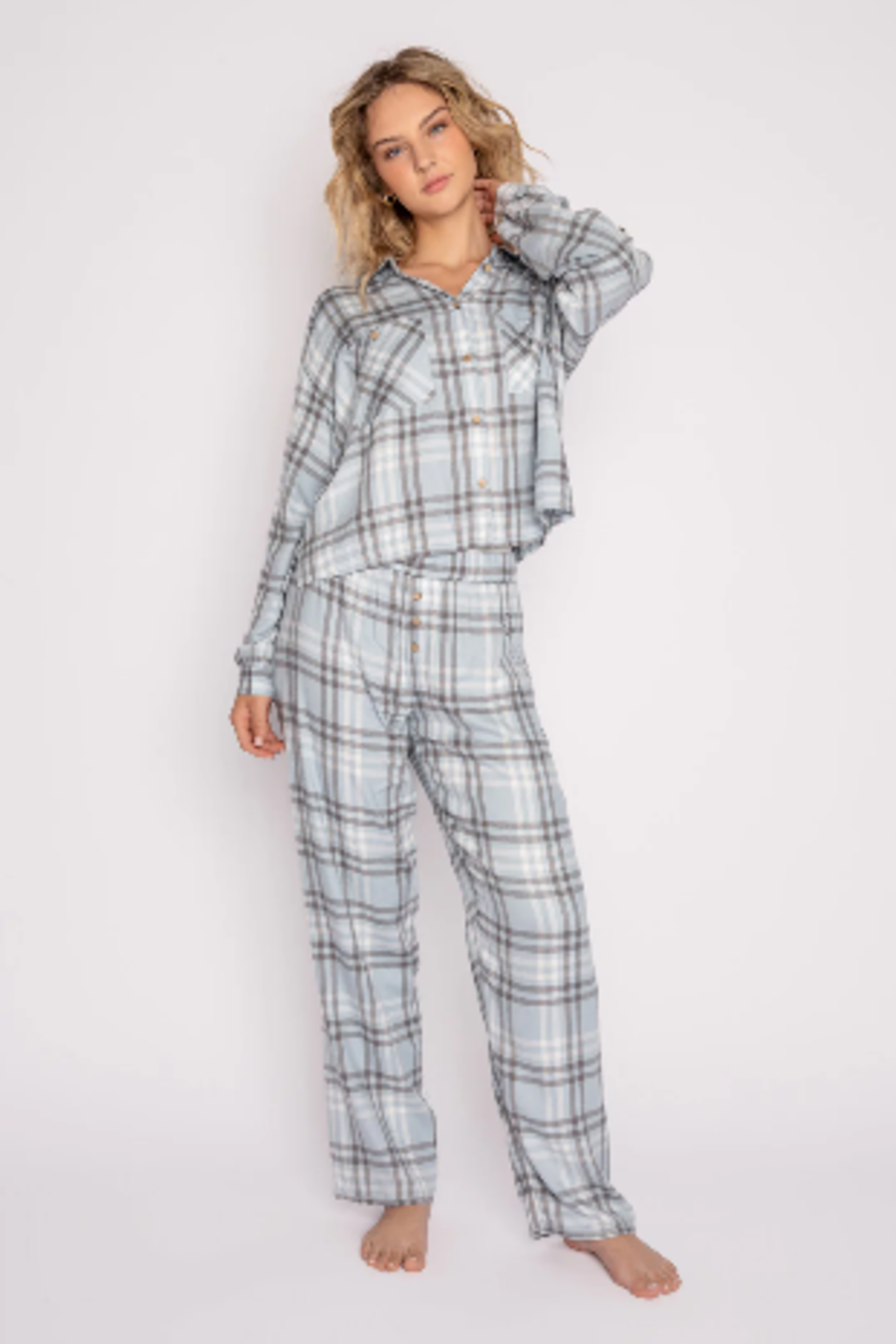 PJ Salvage Teacher's Pet Classic Flannel Pajama Set in Slate