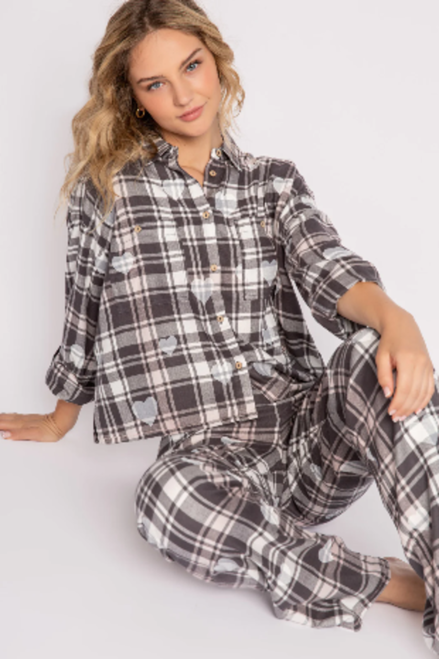 PJ Salvage Teacher's Pet Classic Flannel Pajama Set in Slate