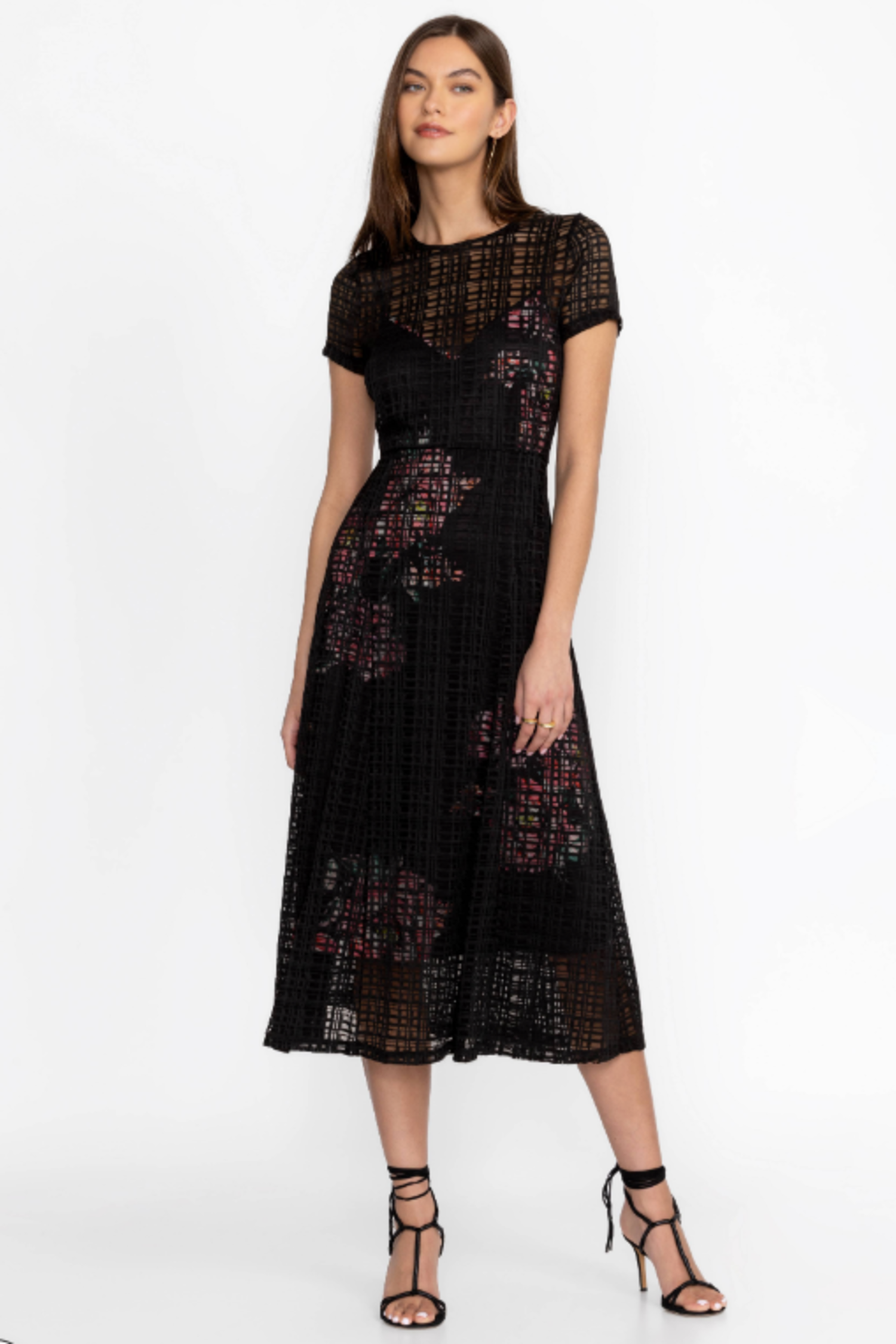 Solia Paneled Midi Dress Black Plaid Terra Verde Boutique