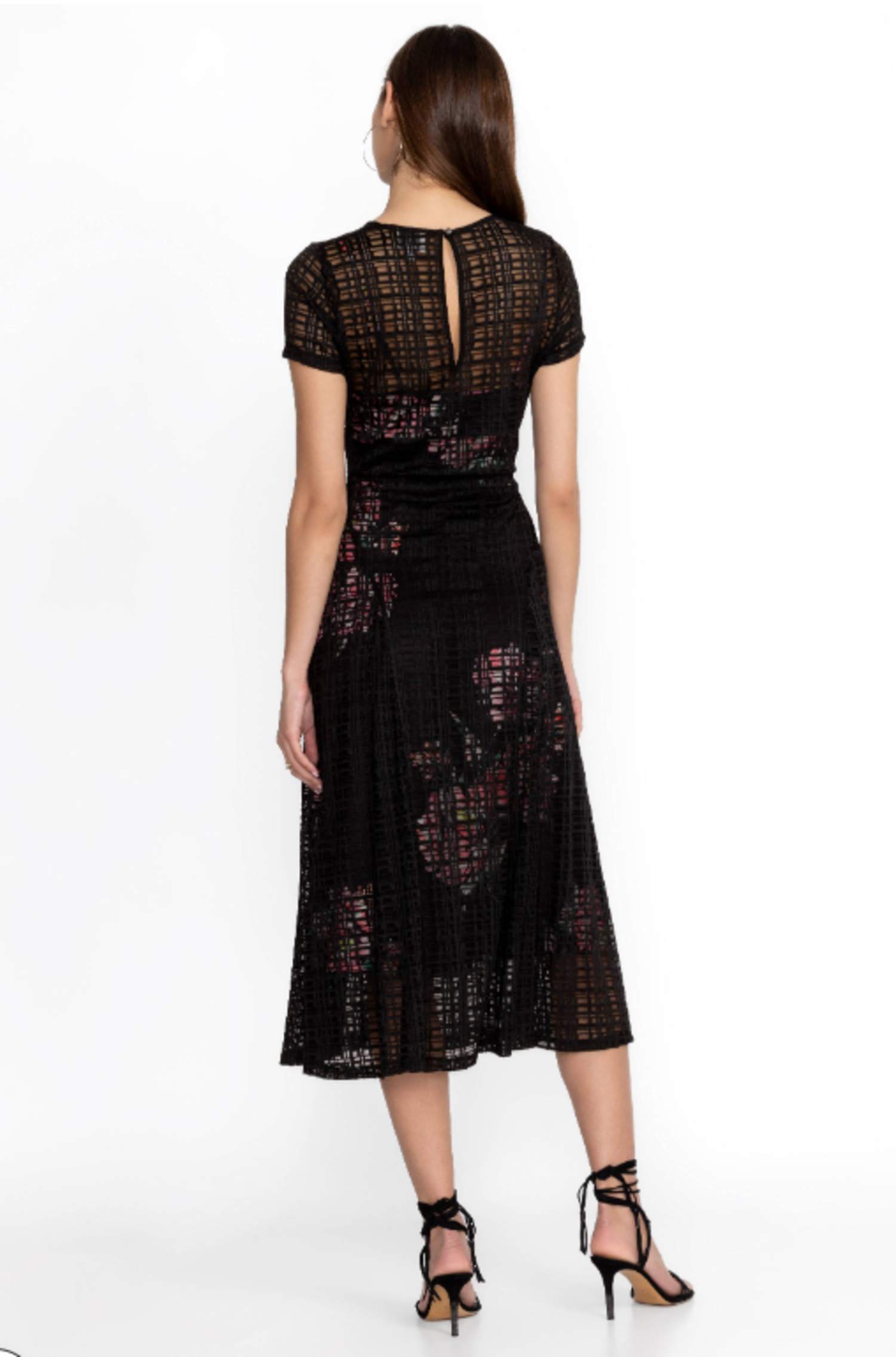 Johnny Was Solia Paneled Midi Dress Black Plaid