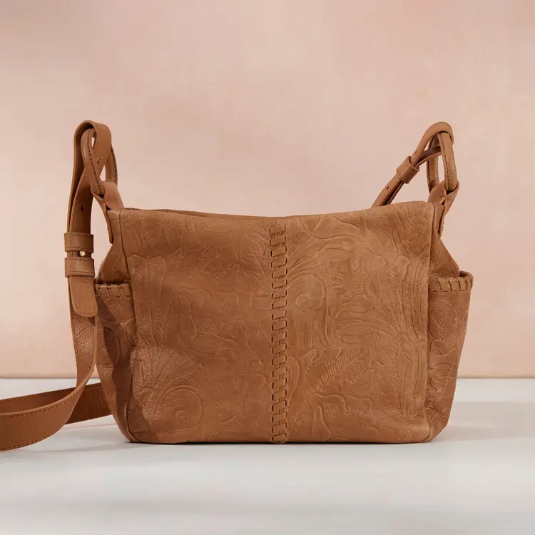 Hobo Sheila Crossbody Embossed Saddle