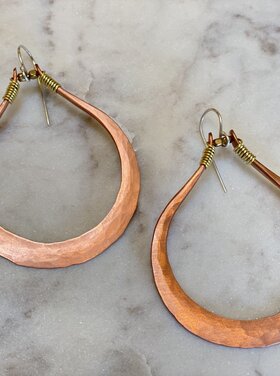 Red Bench Earrings Hammered Drop